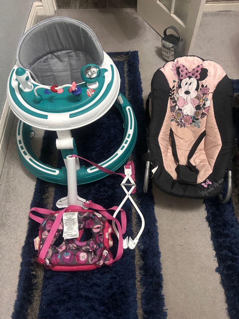 Baby bouncer, walker, bath tub and door bouncer