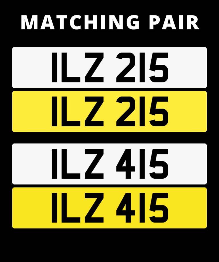 Number Plate Pair, 3 Digit NI Reg, Dateless Northern Irish, NI Number Plate, NI Registration plate