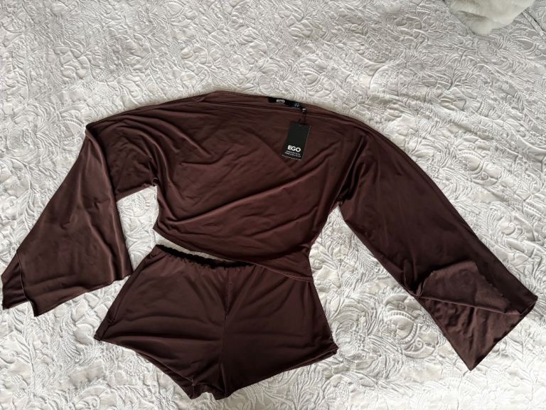 Brand new EGO all in one brown slinky top and shorts