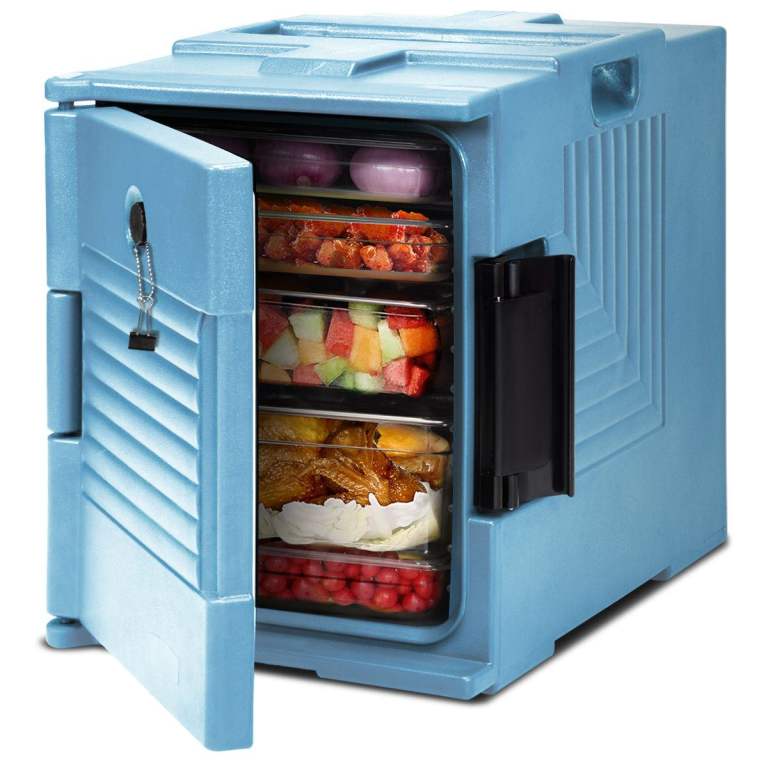 RRP £155 ⭐ONLY £50⭐ Light Blue Front-Loading Insulated Food Carrier 6 Full-Size Pans BRAND NEW Boxed