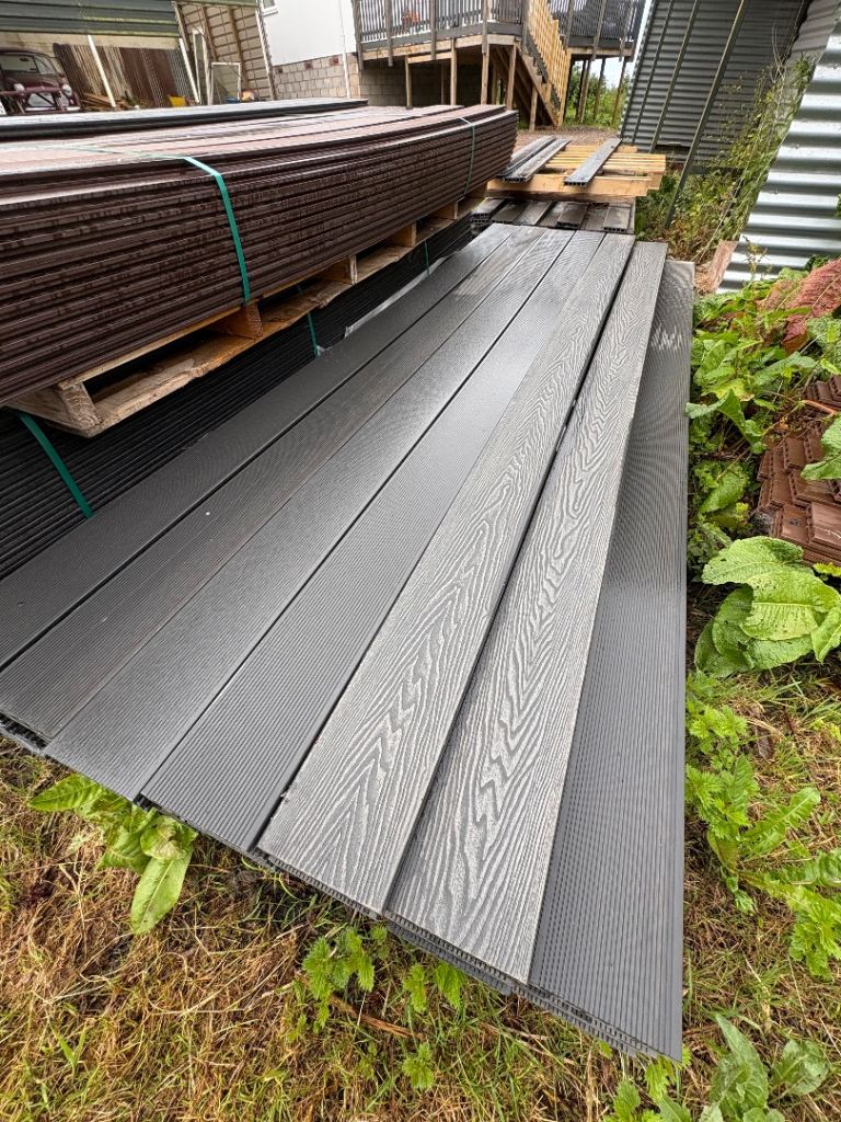 New Grey Composite Decking Boards - Double-Sided, Durable