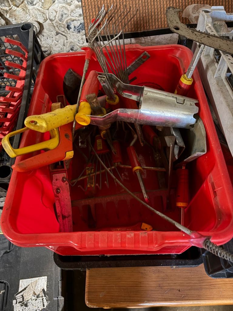 Large Bundle of Garden Hand Tools – Rakes, Hoes, and More