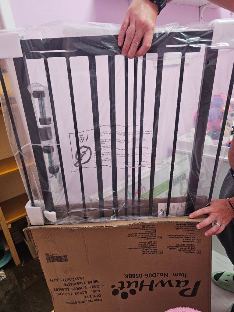The PawHut Pressure Fitted Pet Dog Safety Gate (Model: D06-058BK, Black)