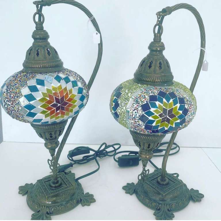 New Turkish Moroccan Mosaic Table Lamp, Portable Stained Glass Lamp for Indoor