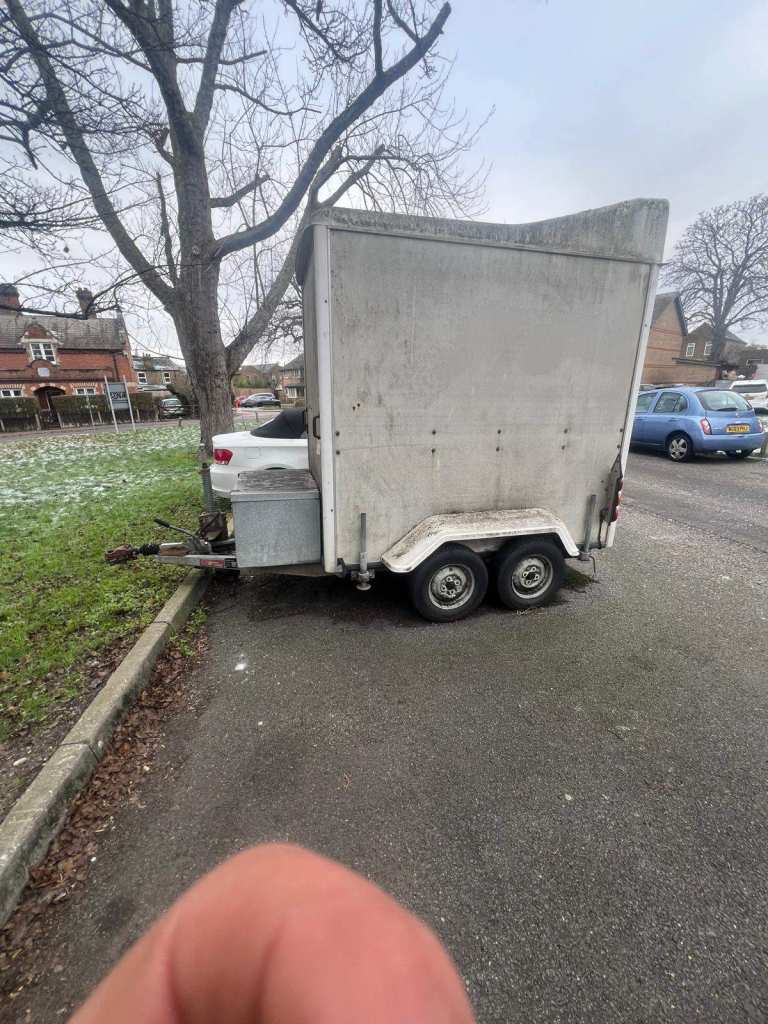 Twin-axle enclosed box trailer with roller shutter  and front storage box (as photos)