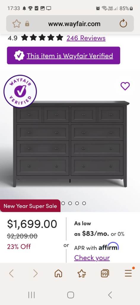 Brand new 111kg black Reneed 8 drawer Dresser... can deliver