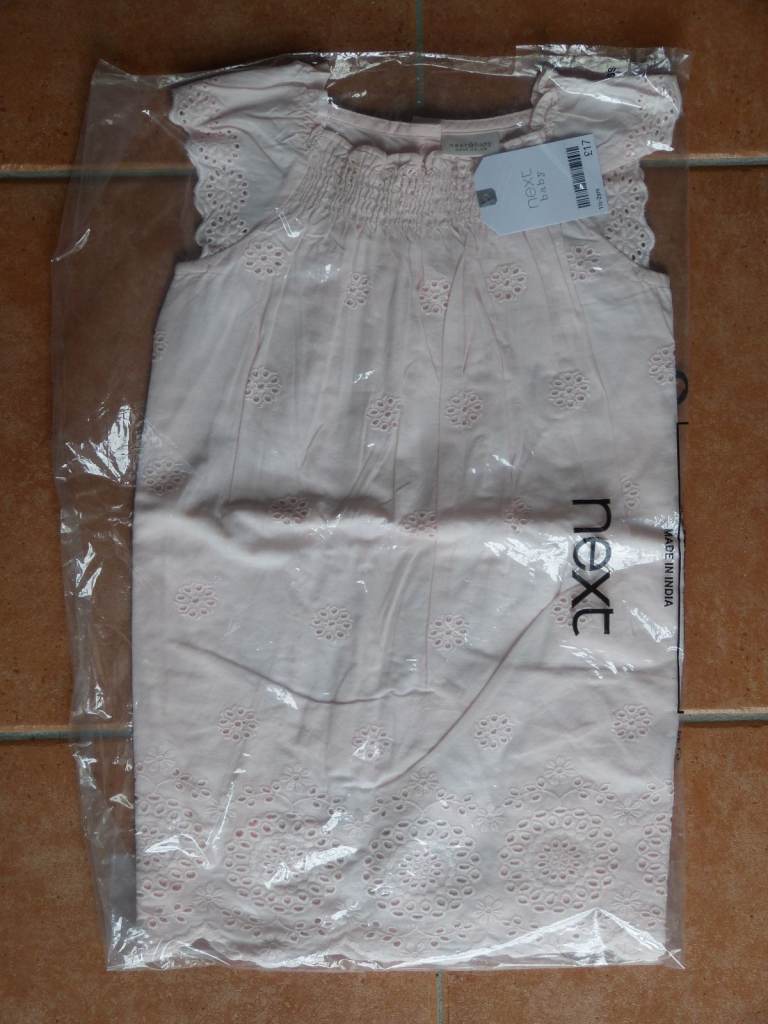 Beautiful BABY NEXT Pink Broderie Anglaise Dress 18-24 Months NEW