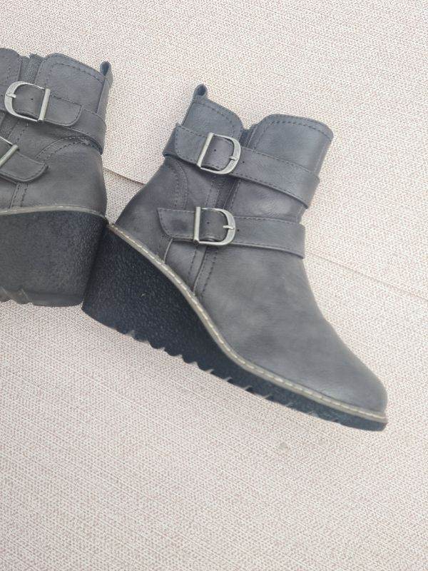 Pavers wedge heels mid grey leather ankle boots eu36 uk3-3.5 excellent condition 