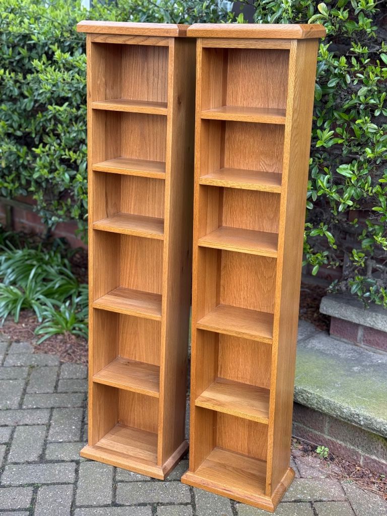 Pair of solid oak book/CD type shelves