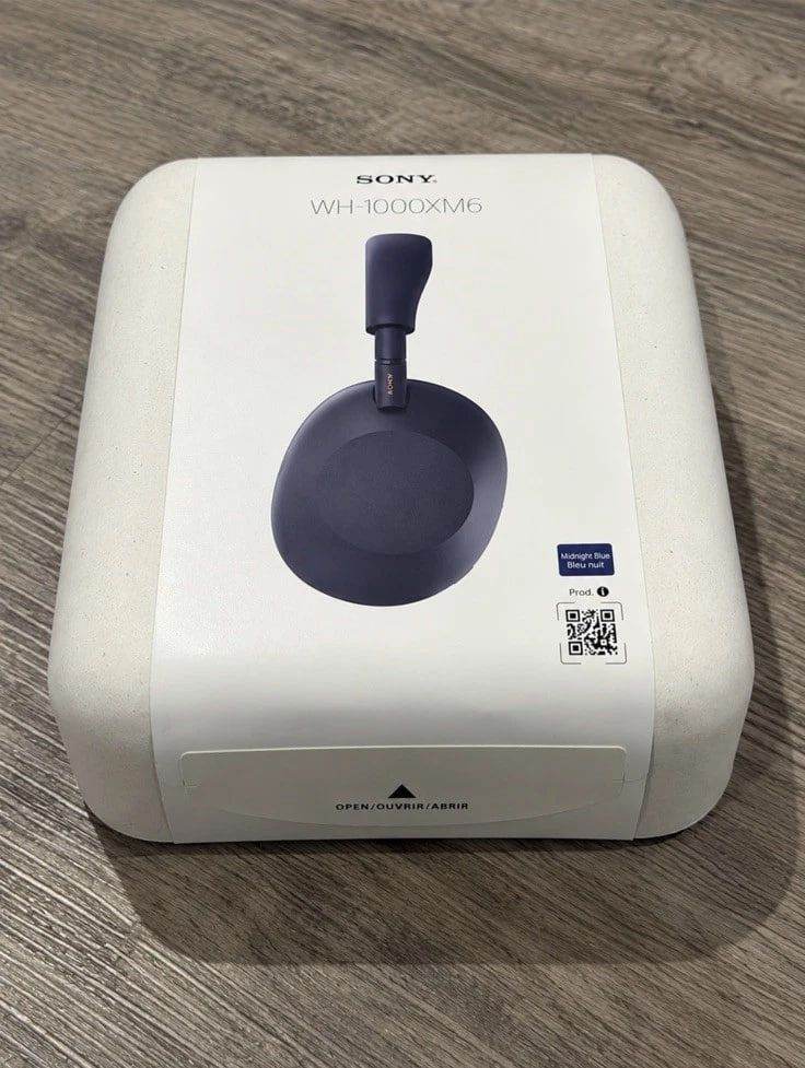 Sony WH-1000XM6 wireless noise-canceling headphones, "Midnight Blue" color