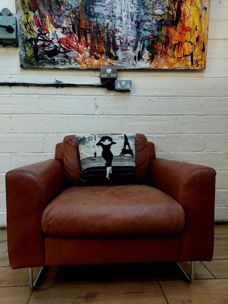 Habitat Lyle tan leather armchair RRP £1300