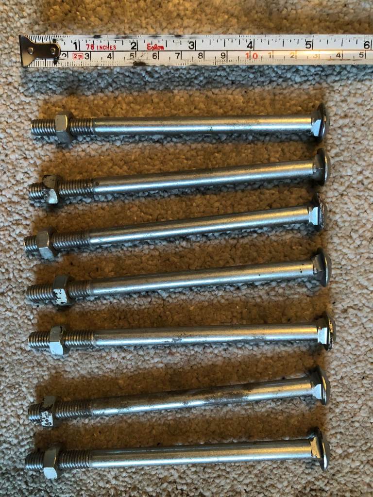 7 x 5 INCH SQUARE HEX GALVANISED COACH BOLTS & ORIGINAL MATCHING NUTS