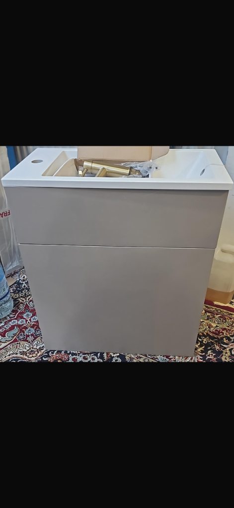 New Bathroom Vanity Unit with Basin & Tap - Beige