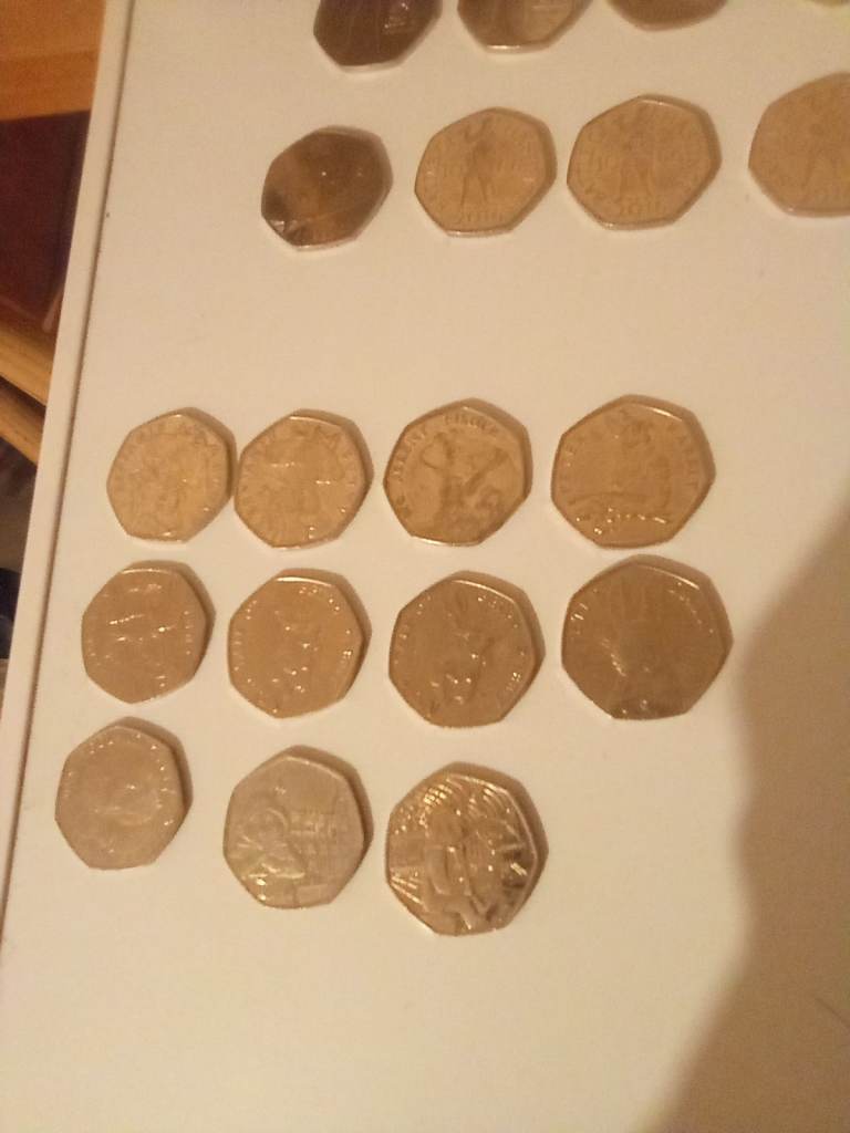 Rare fifty pences pieces.
