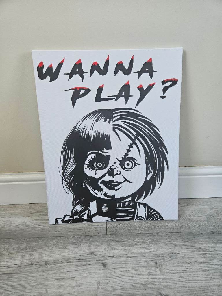 Chucky Anabelle large framed canvas 40x50cm - ready to hang