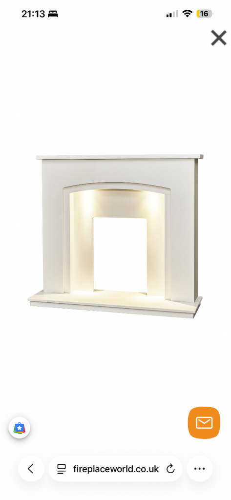 Marble fire place with lights and gas fire