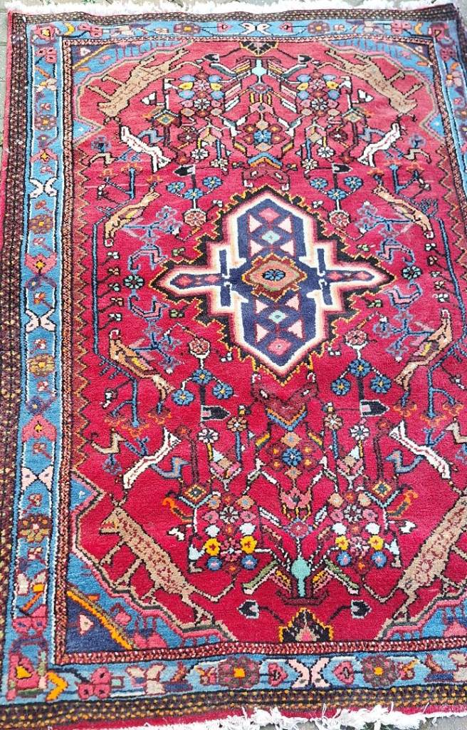 Antique PERSAIN CARPET RUG HAND MADE Oriental Vintage Old Wool