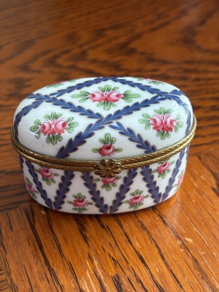 Past Times Porcelain Trinket Box – Multicoloured, Good Condition