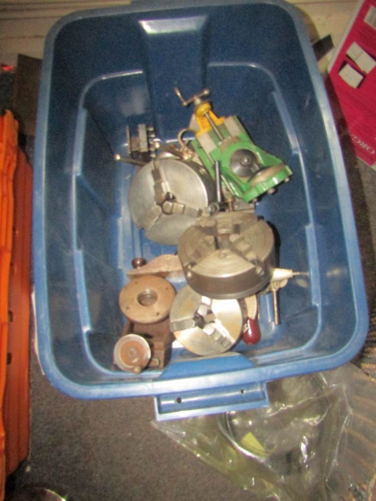 Box of Metal Lathe Chucks and Tooling – Used Condition chucks  £45 each