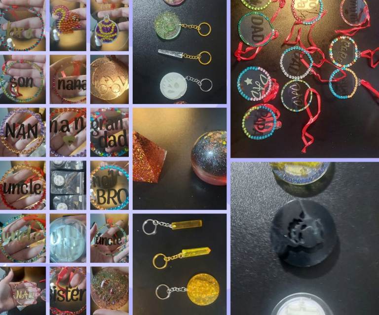 Handmade Resin Keyrings and Ornaments – New