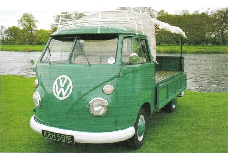 18. A framed magazine original featuring 1967 VW/Volkswagen Camper pick-up Reg KRH591E