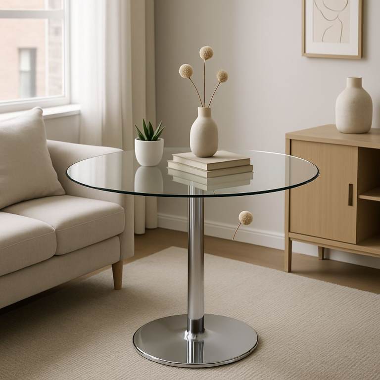 100cm Glass Circular round kitchen Dining Patio coffee meeting table top Home Business office