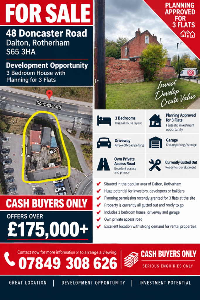 PLANNING For 3 flats * site for sale 