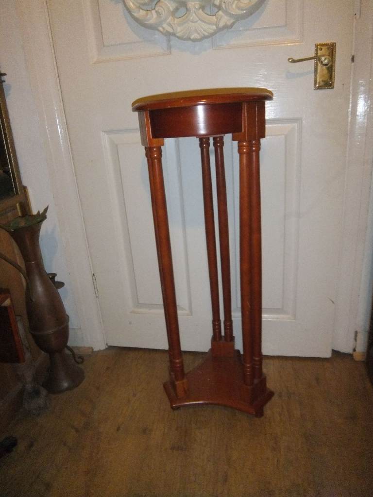 Beautiful Vintage Tall Wooden Pedestal Plant Stand H 82cm