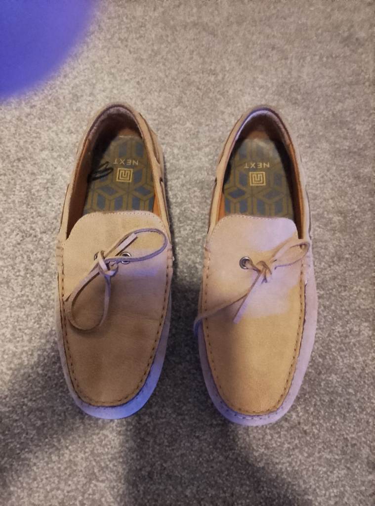 Next Men's Suede Loafers / Deck Shoes – Beige, Good Condition