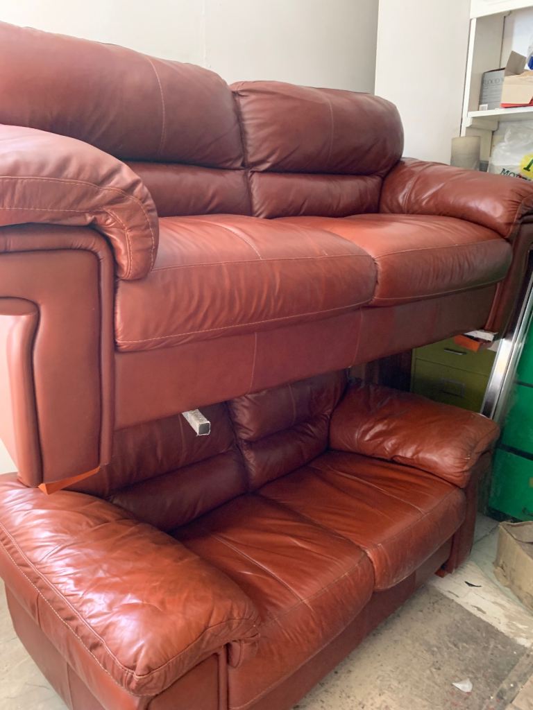 Brown leather sofas 