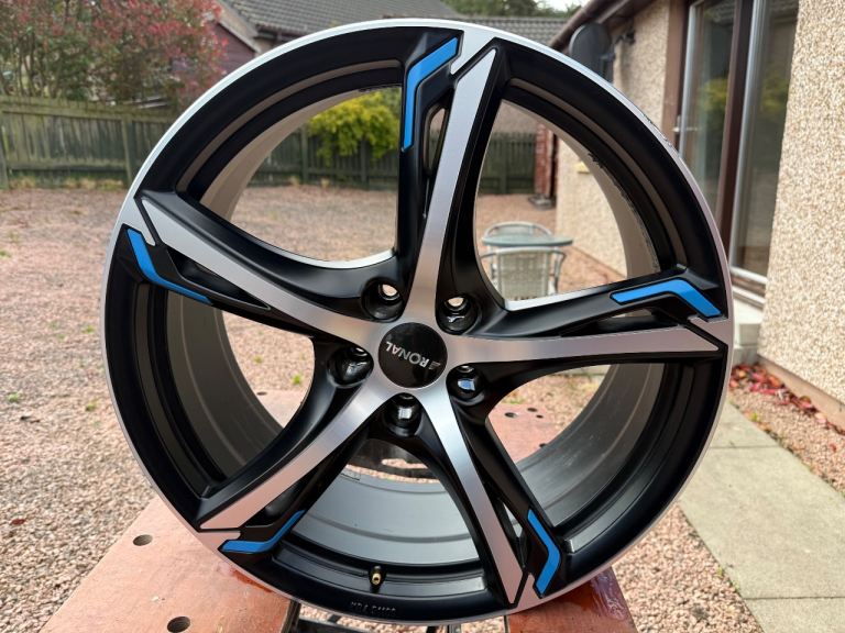 4x 8.5x20" Ronal R62 Matt Black Polished Blue Alloy Wheels 5x112 ET30 Audi VAG