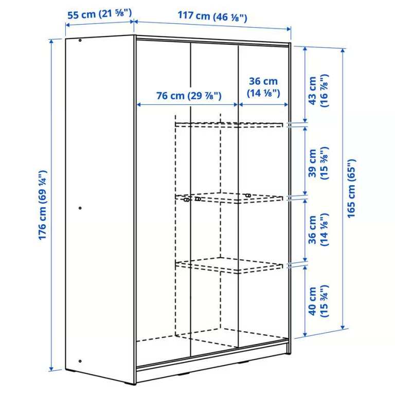 White wardrobe with 3 doors