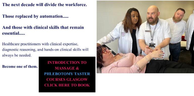 Phlebotomy & Massage Taster Courses Glasgow (Limited Spaces)