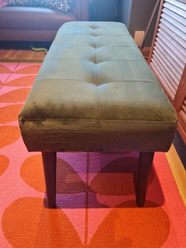 Green velour bench