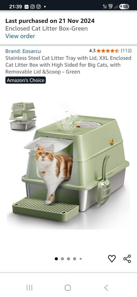 XXL Stainless Steel Enclosed Cat Litter Box