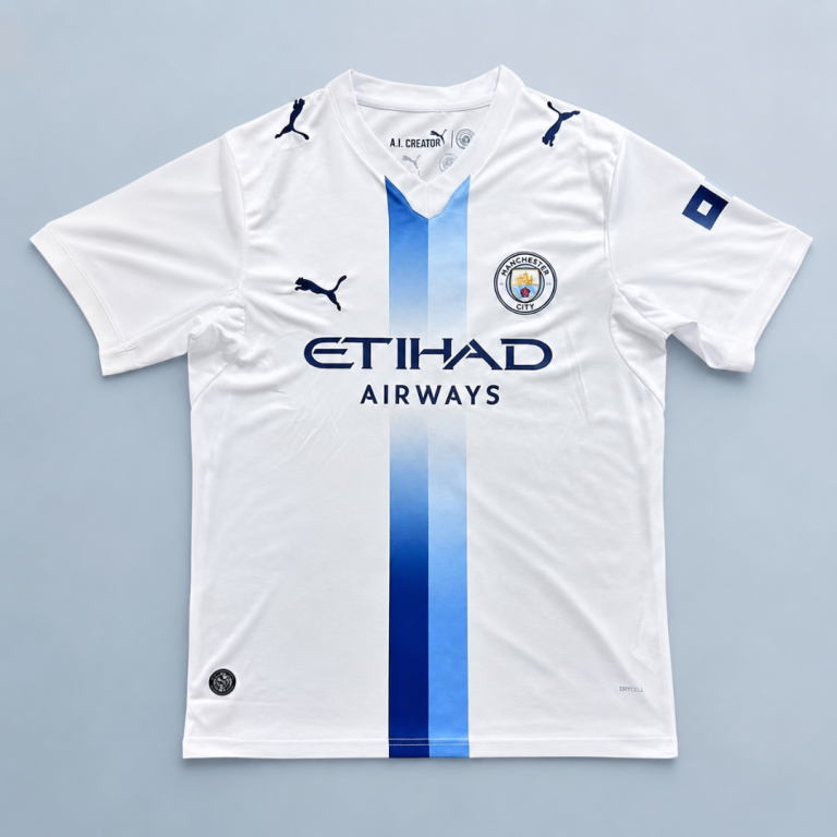Manchester City short-sleeve football shirt created by Puma.