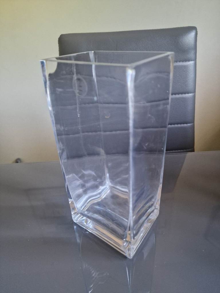 Thick Clear Oblong Glass Vase
