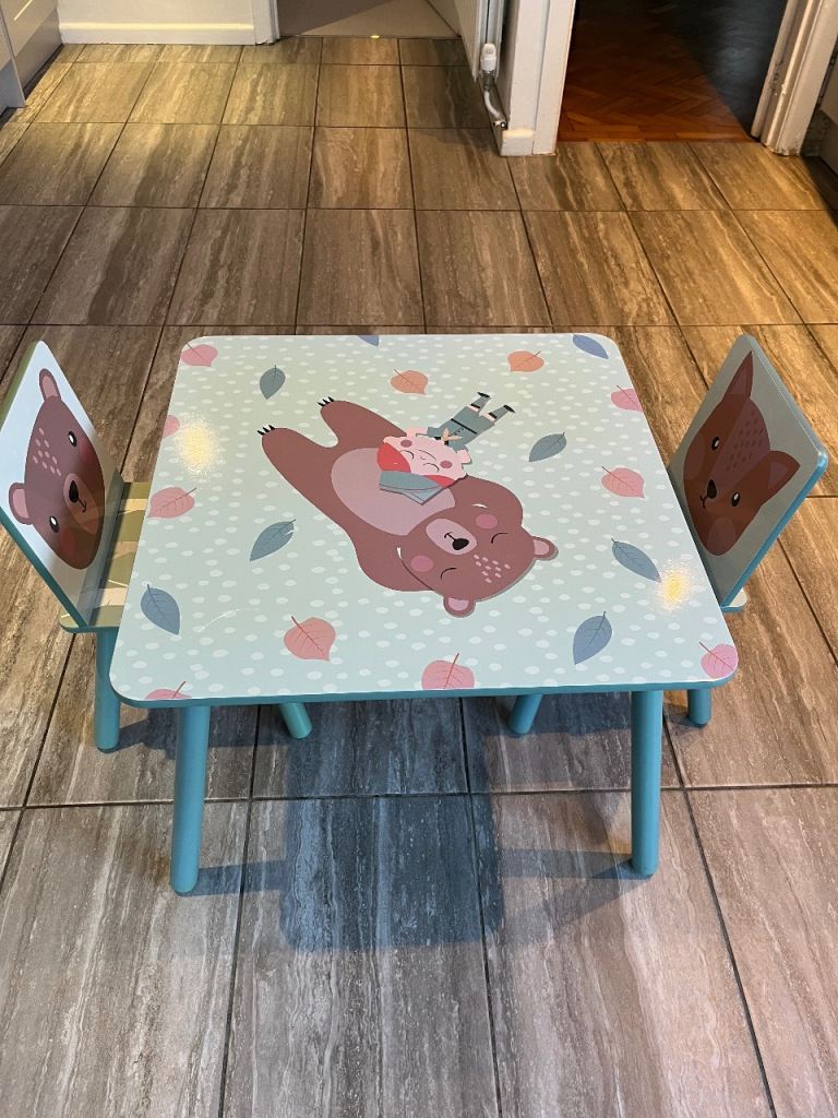 Kids Table and Chairs, Children Desk with Two Chairs