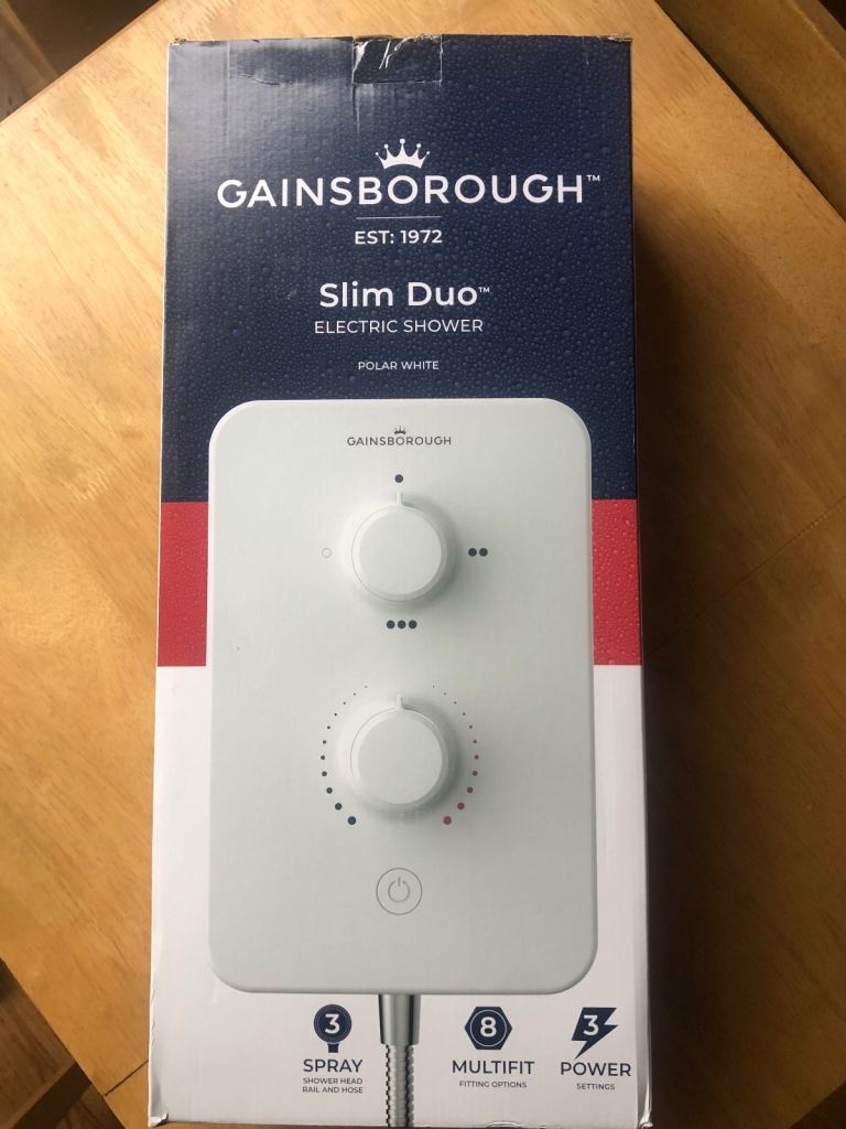 Gainsborough Slim Mono 8.5kW Electric Shower White 1 Spray Head Handset Bathroom