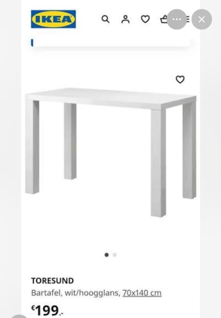 IKEA TORESUND White High-Gloss Bar Table – New in Box, 70x140 cm
