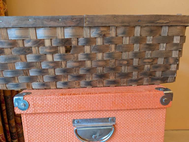 Orange Storage Boxes with Woven Basket 
