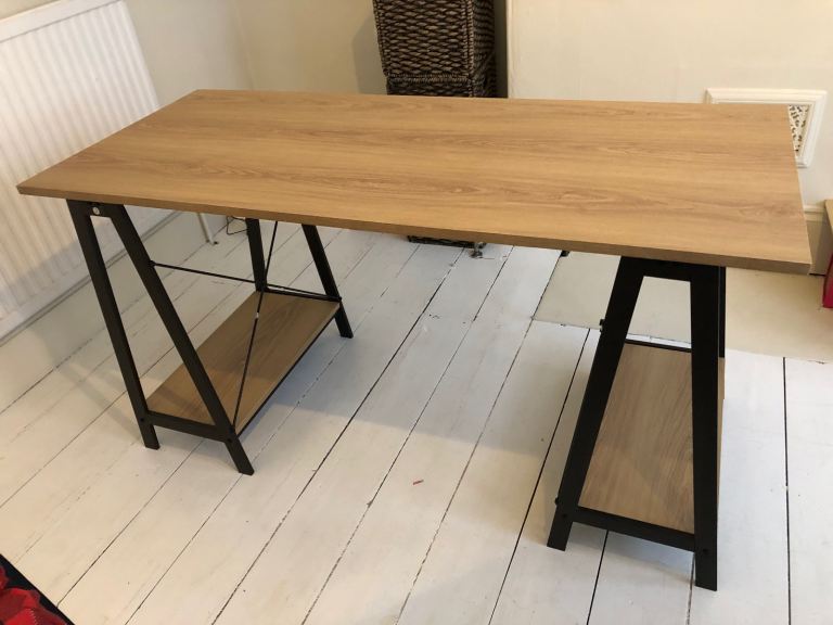 Wooden Desk with Metal Frame