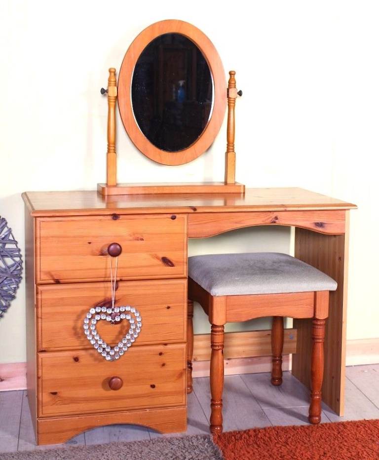 Delivery Options - Pine Dressing Table Stool & Mirror