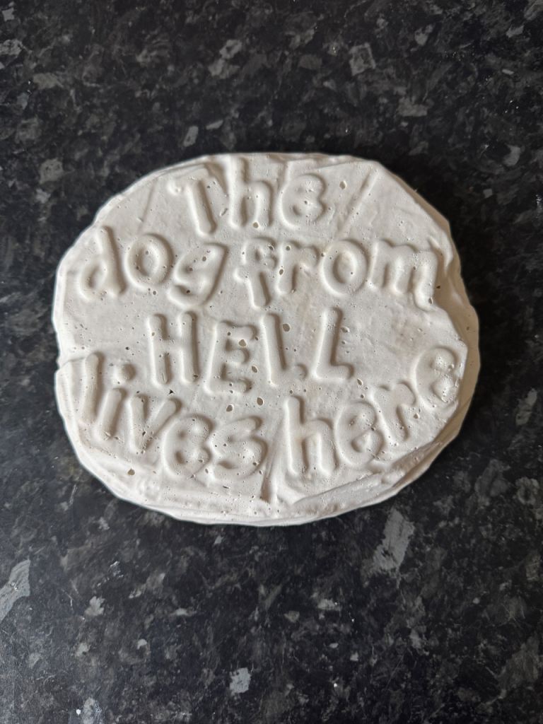 Funny Dog Sign - "The Dog From Hell Lives Here" - Garden Decor