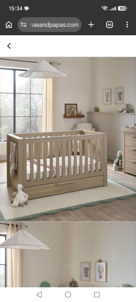 Mamas and Papas Franklin cot bed and chest of drawers 