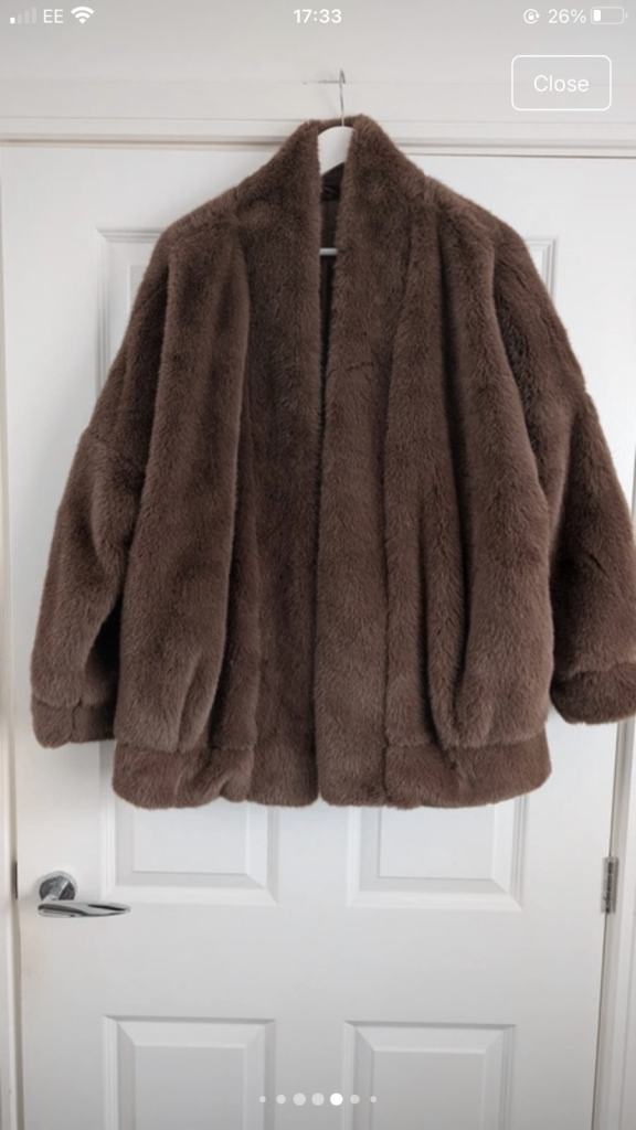Chocolate brown fur bomber jacket 