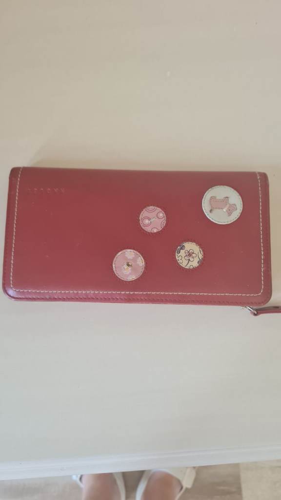 Lovely Red Radley Leather Purse with Colourful Interior