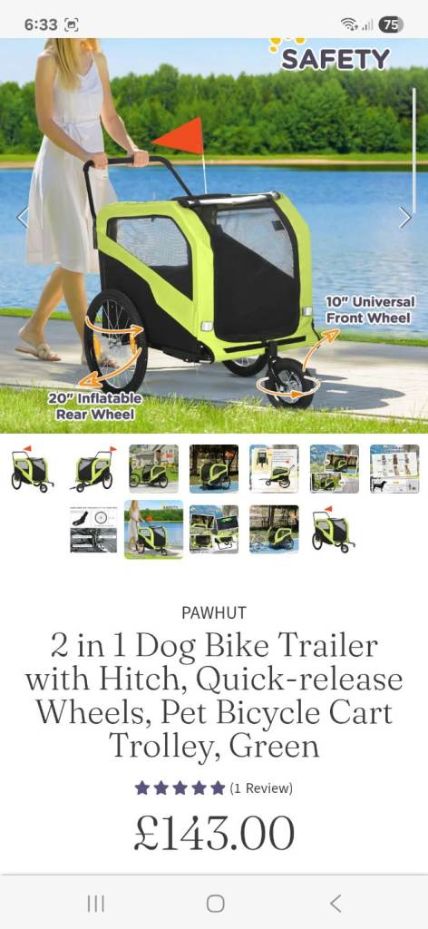 Pawhut Dog bike trailer 