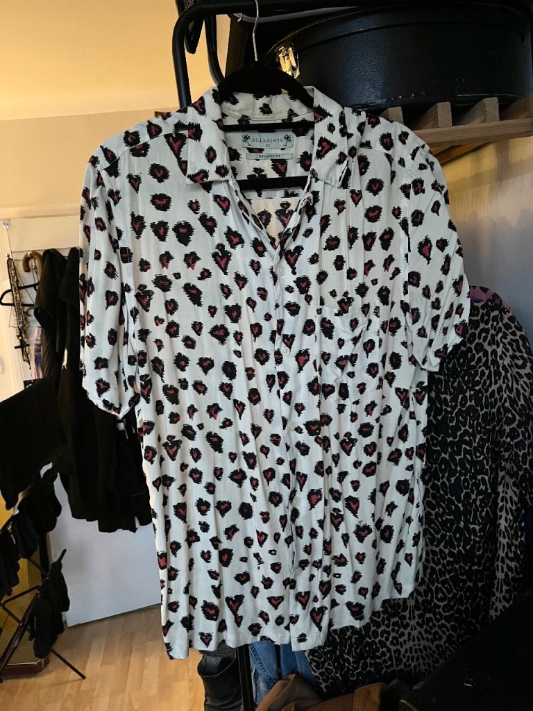 All Saints 'Romansu' Shirt Short Sleeve Mens X-Small Relaxed Fit Casual Shirt
