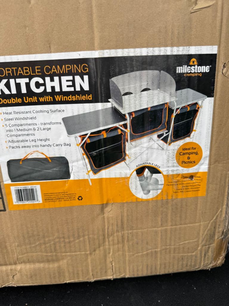 Milestone Portable Camping Kitchen - Double Unit with Windshield